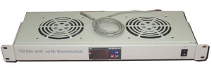 Wentylator 19" 1U 2 wiatrakowy z termostatem szary