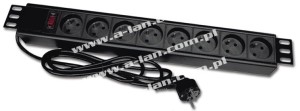 (AL)  Listwa zasi.19" 8P + wyłącznik 1U 1,8 PZ081U