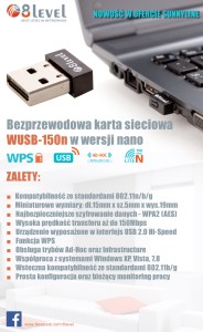 KARTA WIFI USB 150M 8LEVEL WUSB-150n