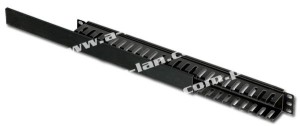 PK008 Organizator kabli 1U 19" z PRZEP. +pok czar