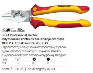 38191 Szczypce do cięcia bocznego BiCut Profes 200