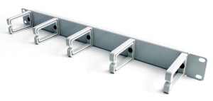Organizator kabli 19" 1U z haczykami plastik szary